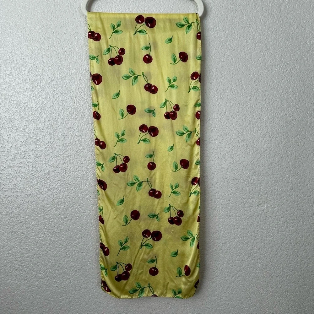 Managrove & NY 100% Silk Cherry Print Scarf